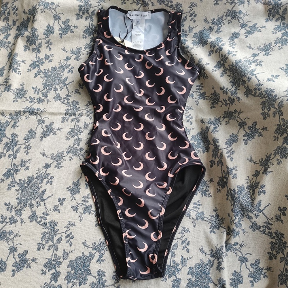 Marine Serre Moon Print Open Back On Piece Swimsuit